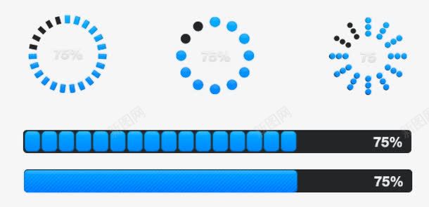 蓝色圆形分段进度条图标png_新图网 https://ixintu.com 图标元素 圆形分段 圆形进度条 蓝色装饰 进度条