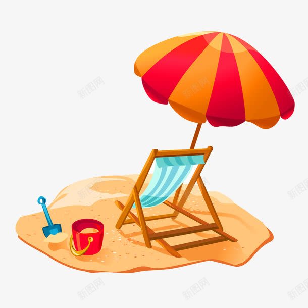 卡通海滩躺椅遮阳伞装饰图案png免抠素材_新图网 https://ixintu.com 免抠PNG 卡通 沙滩 海滩 装饰图案 躺椅 遮阳伞