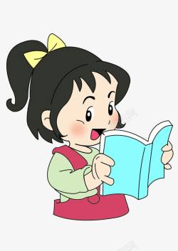 朗诵的可爱的朗读卡通小女孩高清图片