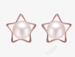 18K金钻石玛基雅星星珍珠耳饰高清图片