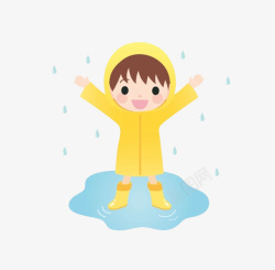 黄色雨衣穿雨衣的小孩高清图片