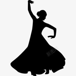 形状的女人弗拉明戈女舞者的剪影抬起右臂图标高清图片