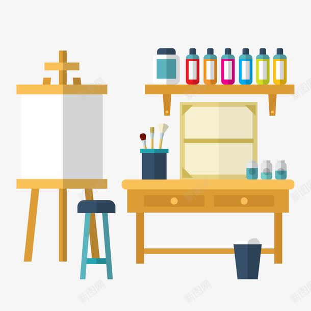 绘画工具是png免抠素材_新图网 https://ixintu.com 工具 画室招生 画家 画板 画架 画笔 画纸 笔刷 绘画 美术室 颜料