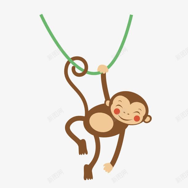 卡通猴子爬树png免抠素材_新图网 https://ixintu.com 免抠png 动物 卡通 猴子 猴子爬树 绿藤 香蕉