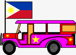 红色吉普玫红色菲律宾吉普尼车矢量图高清图片
