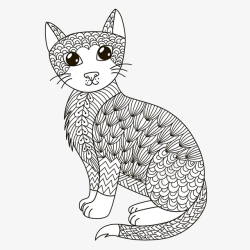 猫咪花纹秘密花园填色游戏样式花纹装饰猫高清图片