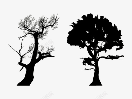 两棵大枯树矢量图图标图标