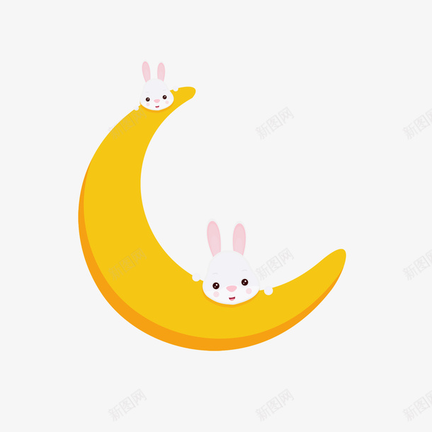 月牙上的小兔子卡通图png免抠素材_新图网 https://ixintu.com 动物 卡通图 可爱的 夜晚 小白兔 月亮 月牙