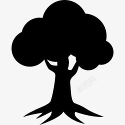 简单的树的轮廓皇家橡树家园标志树剪影图标高清图片