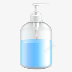 瓶装液体亮蓝色洗手液卡通插画矢量图高清图片