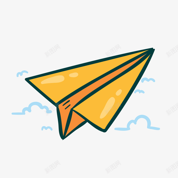 卡通手绘飞机png免抠素材_新图网 https://ixintu.com 卡通 手绘 橙色 纸飞机 飞机设计