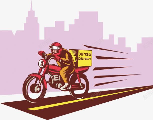 送快递的人骑摩托车png免抠素材_新图网 https://ixintu.com 全城 包裹 快递 摩托车 极速 运送 送快递的人骑摩托车