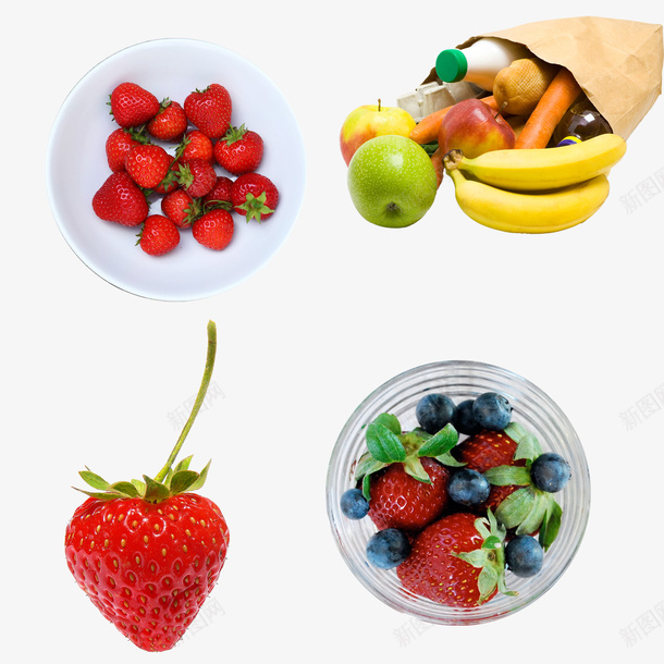 水果食物png免抠素材_新图网 https://ixintu.com 产品实物 水果元素 水果设计素材 苹果香蕉 草莓素材 蓝莓素材