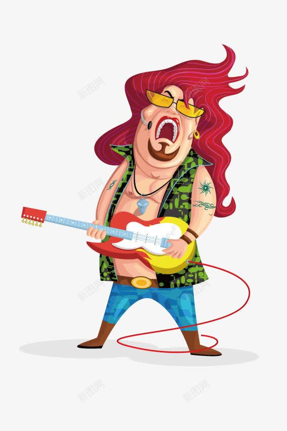 卡通音乐人png免抠素材_新图网 https://ixintu.com png免费素材 吉它手 摇滚人物 歌手 疯狂摇滚 麦霸