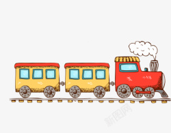 红色轨道卡通红色小火车高清图片