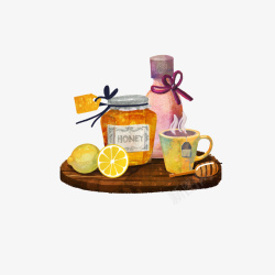 蜂蜜柠檬水彩英式红茶矢量图高清图片