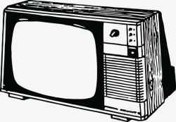老旧的电器老旧款式的电视手绘矢量图高清图片