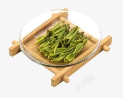 竹架竹架上的皇茶茶叶高清图片
