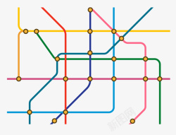 成地铁地图卡通交通线路图装饰高清图片