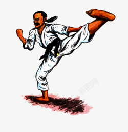 跆拳道腰带穿着白色衣服的跆拳道高手高清图片