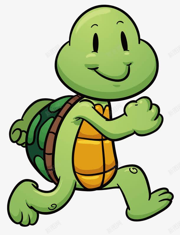 一只绿色的小乌龟png免抠素材_新图网 https://ixintu.com 卡通 卡通动物 可爱 绿色 跑步的乌龟 黄色