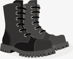 黑色皮鞋一双黑色长筒靴子矢量图高清图片