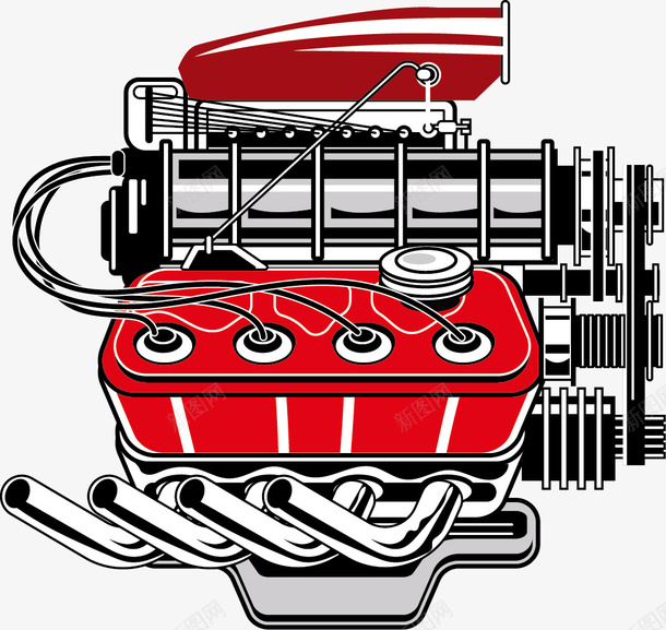 发动机红黑色引擎矢量图eps免抠素材_新图网 https://ixintu.com 卡通引擎 发动机 汽车引擎 矢量引擎 红黑色 矢量图