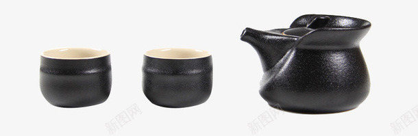 黑色茶壶和两个茶杯png免抠素材_新图网 https://ixintu.com 三种茶具 茶具排列 陶瓷茶具实拍 陶瓷茶杯 黑陶 黑陶陶瓷