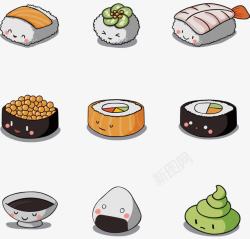 手绘寿司和饭团素材