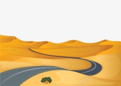 手绘沙漠越野车沙漠中的沥青公路高清图片