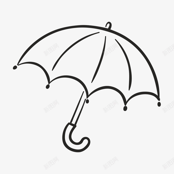 简笔雨伞图标png_新图网 https://ixintu.com 一把 卡通 手绘 简图 简笔 素描 雨伞 黑色