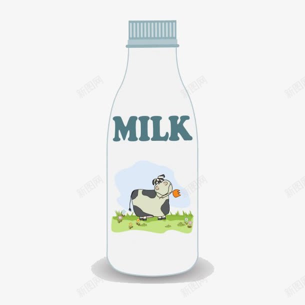 可爱牛奶瓶png免抠素材_新图网 https://ixintu.com MILK 可爱萌图 奶牛图案 牛奶瓶