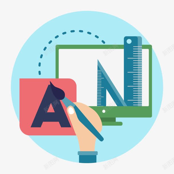 扁平电脑制图矢量图ai免抠素材_新图网 https://ixintu.com 制图 尺子 电脑 矢量图