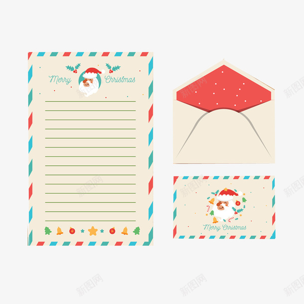圣诞老人信封png免抠素材_新图网 https://ixintu.com 乳白色 信封 信封展开图 印刷 圣诞信纸 平面 纸制品 纸袋 设计