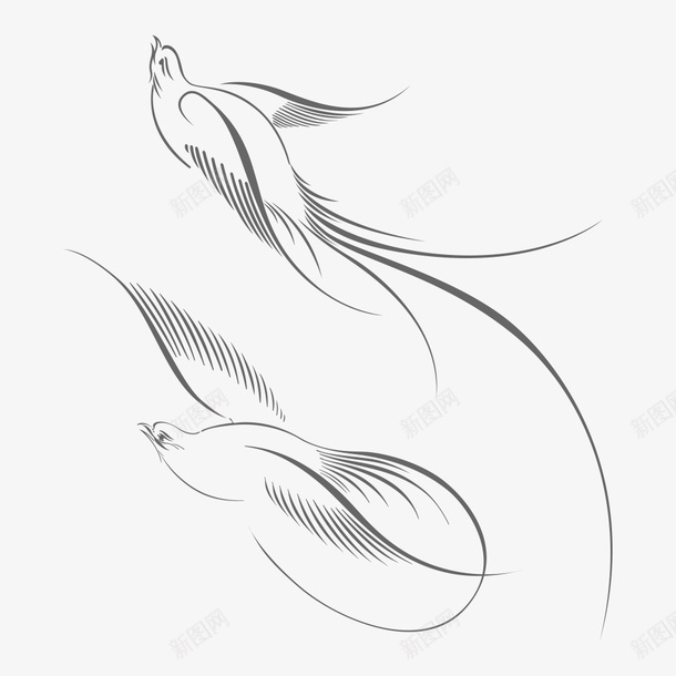 手绘小鸟线稿图标png_新图网 https://ixintu.com 写真在线 填色练习 小鸟 手绘 手绘小鸟线稿 线稿 黑白