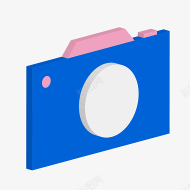 蓝色相机25D图标矢量图图标