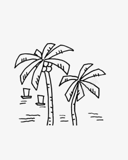 简笔画椰子树抠图材料高清图片