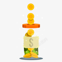 扁平化存钱罐创意透明存钱罐矢量图高清图片