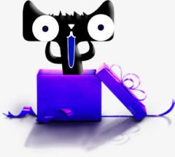 吉祥紫色设计吃惊的礼盒天猫吉祥物高清图片