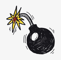 黑色炸弹手绘卡通黑色炸弹爆炸花高清图片