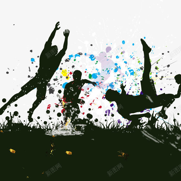 在草坪上踢球的足球运动员剪影png免抠素材_新图网 https://ixintu.com 平面背景装饰 活力激情 草坪踢球 足球 青少年足球