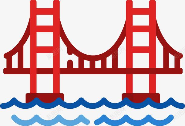 旧金山金门大桥图标png_新图网 https://ixintu.com 交通 加利福尼亚州 加州 图标icon 地标 大桥 扁平化图标 旧金山地标 桥梁 河道 红色 美国旧金山 道路桥梁 金门大桥