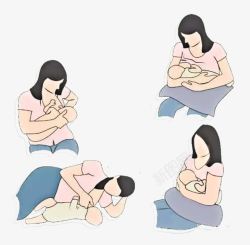 4种新生儿母乳喂养方式素材