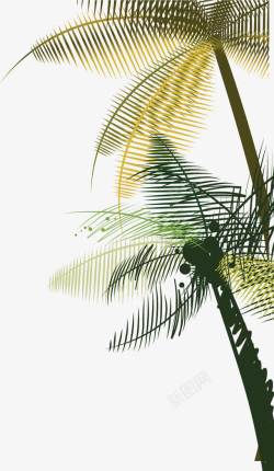 海岛风光时尚手绘侧边椰树高清图片
