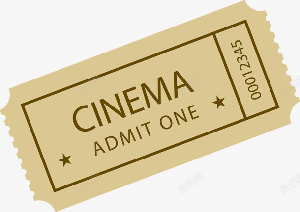 电影节电影院电影票png免抠素材_新图网 https://ixintu.com 入场券 入场票 电影节 电影院 黄色电影票 黄色纸张
