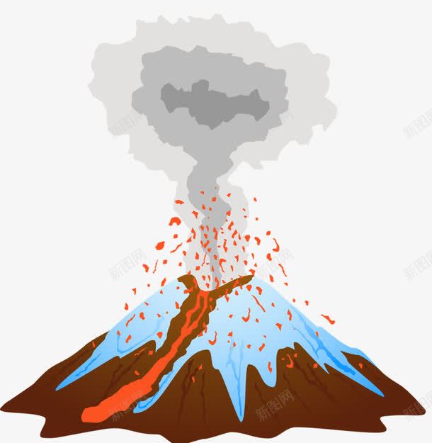 火山喷发png免抠素材_新图网 https://ixintu.com 创意 卡通 手绘 火山 火焰山卡通