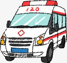 手绘救护车120救护车高清图片