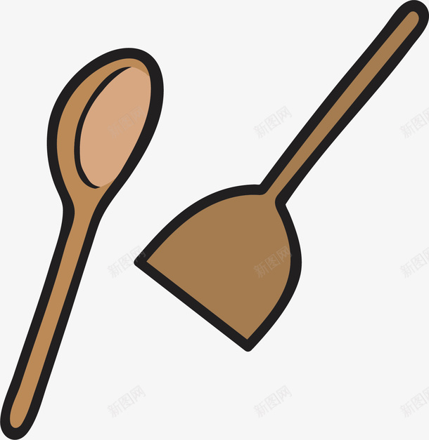 厨具铲子勺子png免抠素材_新图网 https://ixintu.com 做饭工具 厨具 工具 木头勺子 炒菜 铲子