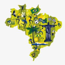 旗子装饰巴西地图高清图片