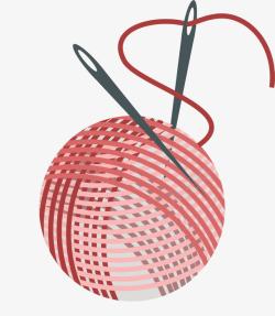 绣花工具背景红色线圈和绣花针高清图片